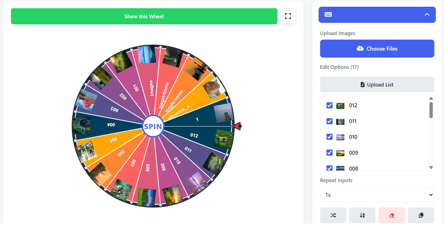 Image Picker Wheel Upload Panel and Checklist