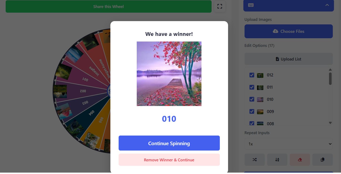 Spinning Photo Roulette Wheel with Profile Pictures