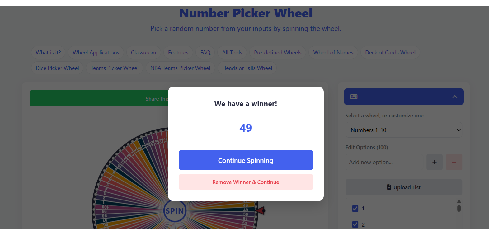 Spinning Wheel populated with Stream Challenges