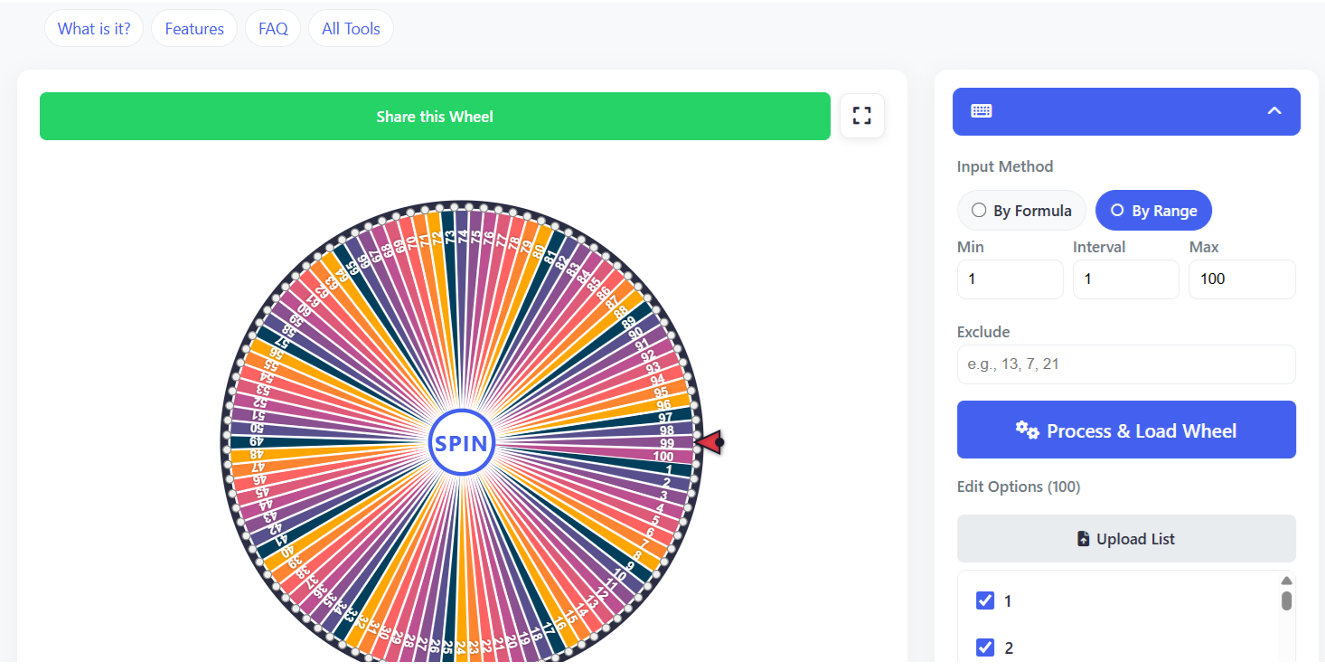 Classroom Smartboard projecting the Number Picker Wheel